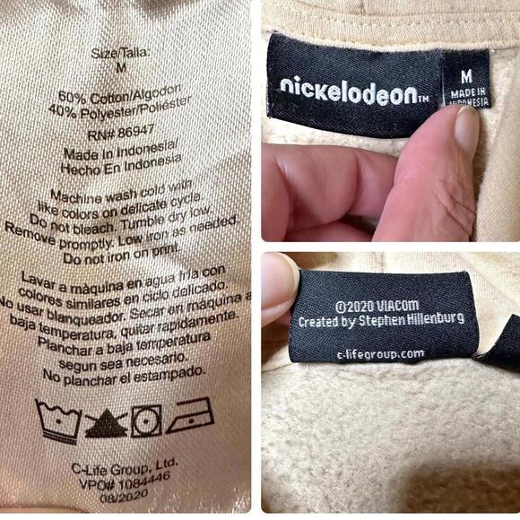 Nickelodeon Sponge Bob Patrick Graphic Hoodie Tan Unisex M - Picture 7 of 9